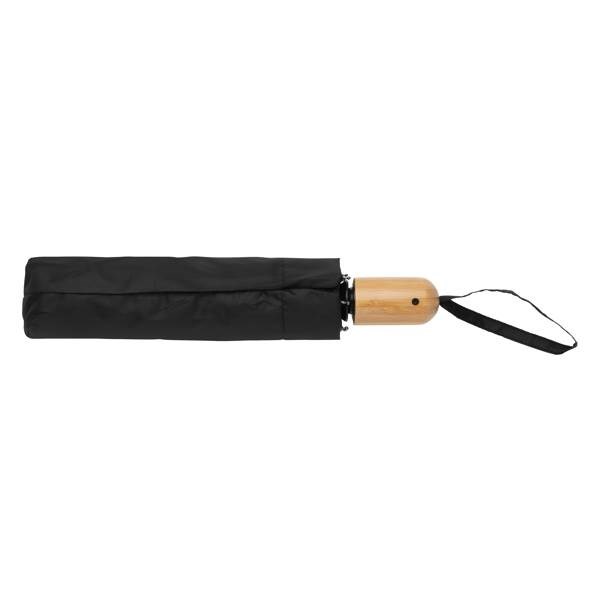 Obrázky: Černý deštník rPET, zcela automatický, bambus. rukojeť, Obrázek 6