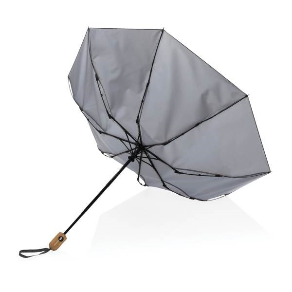Obrázky: Šedý deštník rPET, zcela automat., bambus. rukojeť, Obrázek 3
