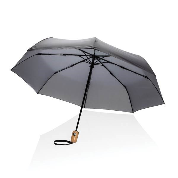 Obrázky: Šedý deštník rPET, zcela automatický, bambus. rukojeť, Obrázek 7