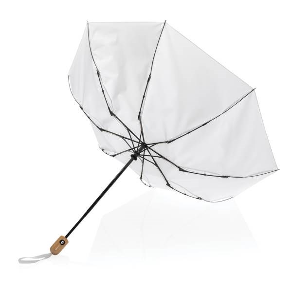 Obrázky: Bílý deštník rPET, zcela automatický, bambus. rukojeť, Obrázek 3