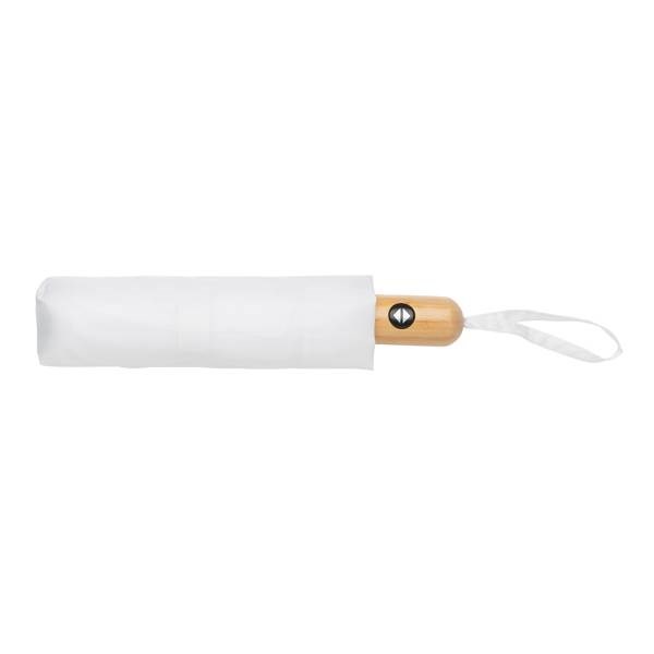 Obrázky: Bílý deštník rPET, zcela automatický, bambus. rukojeť, Obrázek 5