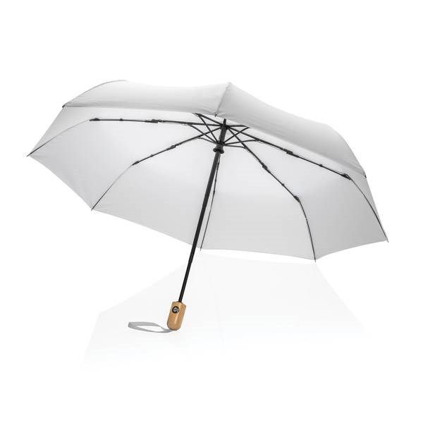 Obrázky: Bílý deštník rPET, zcela automatický, bambus. rukojeť, Obrázek 7
