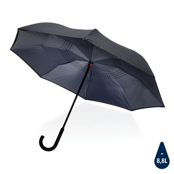 Obrázky: Šedý reverzní deštník ze 190T rPET, manuální, Obrázek 1