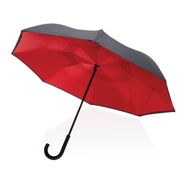 Obrázky: Červený reverzní deštník ze 190T rPET, manuální, Obrázek 6