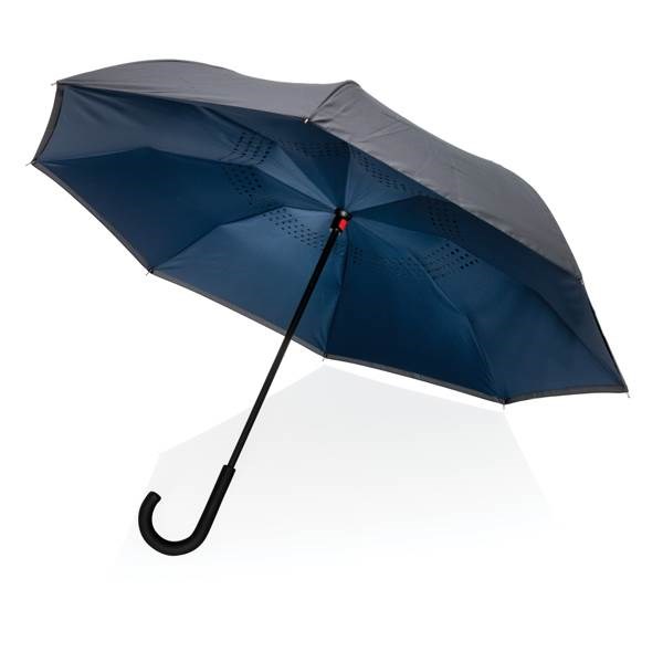 Obrázky: Modrý reverzní deštník ze 190T rPET, manuální, Obrázek 6