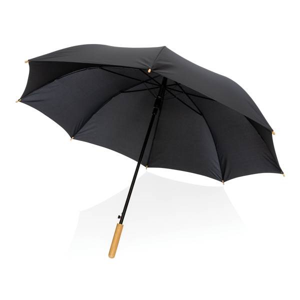 Obrázky: Automatický deštník rPET, madlo bambus, černý, Obrázek 4