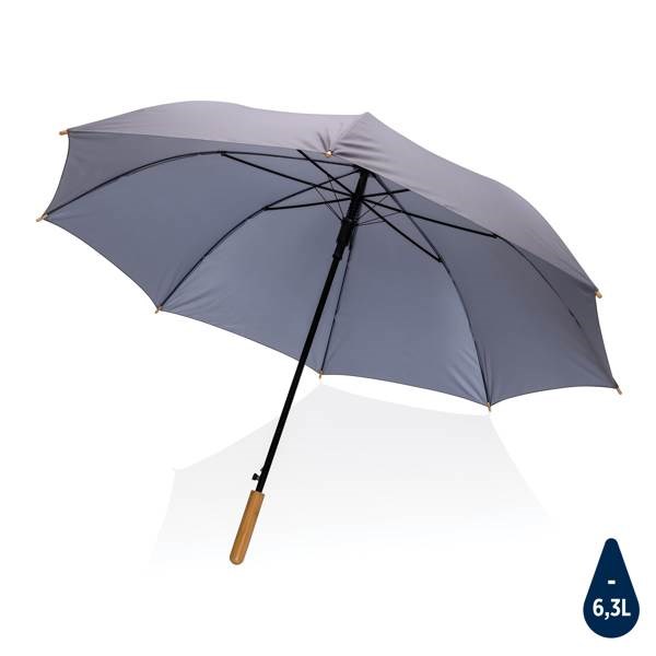 Obrázky: Automatický deštník rPET, madlo bambus, šedý