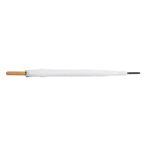 Obrázky: Automatický deštník rPET, madlo bambus, bílý, Obrázek 3