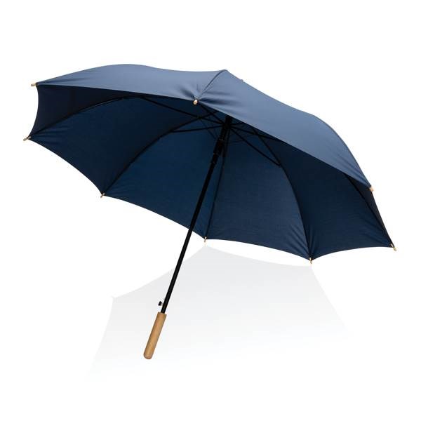 Obrázky: Automatický deštník rPET, madlo bambus, modrý, Obrázek 4