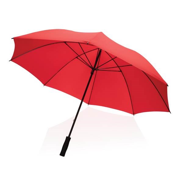 Obrázky: Červený větru odolný rPET deštník, manuální, Obrázek 5