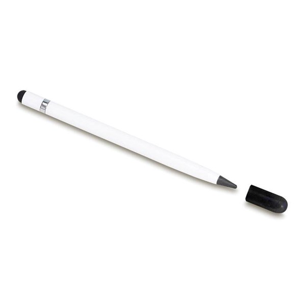 Obrázky: Dlouhověká tužka bez tuhy s gumou a stylusem, bílá, Obrázek 2