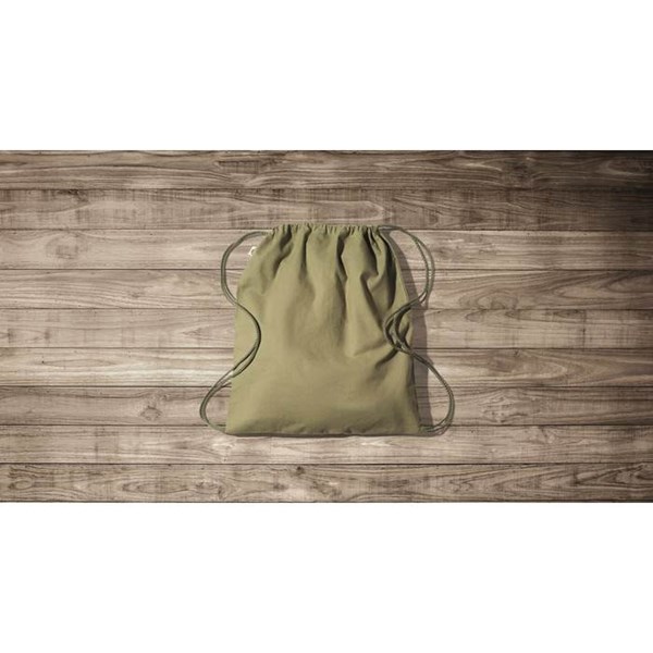 Obrázky: Stahovací batoh z bio bavlny, zelený, Obrázek 3