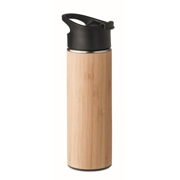 Obrázky: Bambusová dvoustěnná láhev, 450 ml, hnědá, Obrázek 1