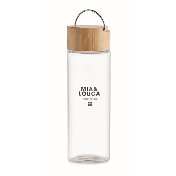 Obrázky: Transparentní skleněná láhev s bambusovým víčkem, Obrázek 3