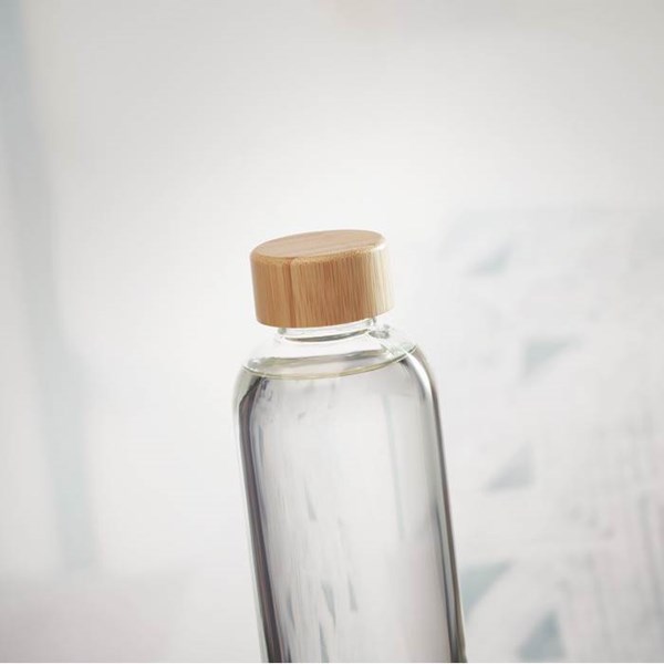 Obrázky: Transparentní skleněná láhev s bambusovým víčkem, Obrázek 2