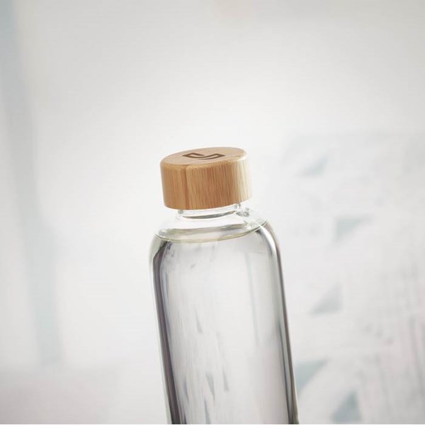 Obrázky: Transparentní skleněná láhev s bambusovým víčkem, Obrázek 3