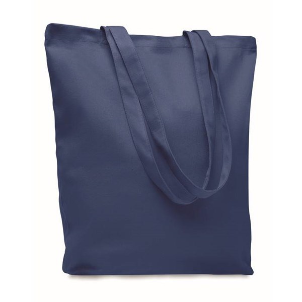 Obrázky: Modrá nákupní plátěná taška s dlouhými uchy, Obrázek 1