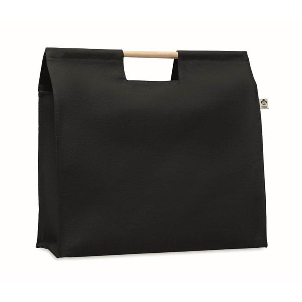 Obrázky: Černá nákupní plátěná taška s bambusovými uchy, Obrázek 1