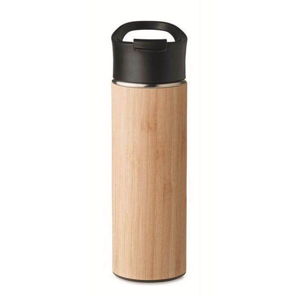 Obrázky: Bambusová dvoustěnná láhev, 450 ml, hnědá, Obrázek 4