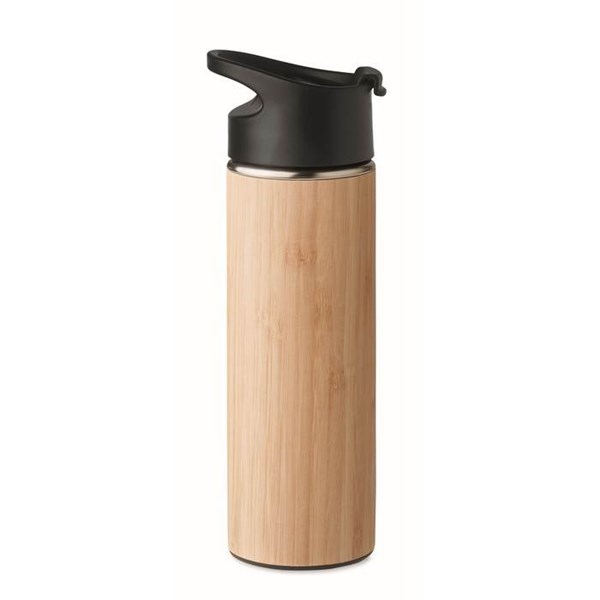 Obrázky: Bambusová dvoustěnná láhev, 450 ml, hnědá, Obrázek 6