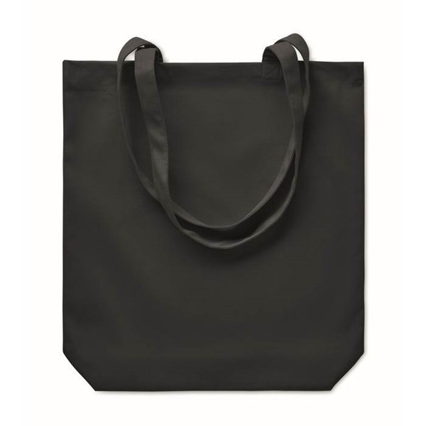 Obrázky: Černá nákupní plátěná taška s dlouhými uchy, Obrázek 2