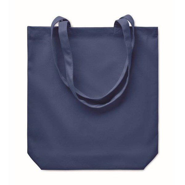 Obrázky: Modrá nákupní plátěná taška s dlouhými uchy, Obrázek 3