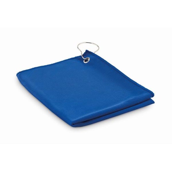 Obrázky: Modrý golfový RPET ručník s háčkem, Obrázek 2