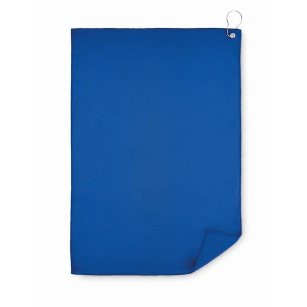 Obrázky: Modrý golfový RPET ručník s háčkem, Obrázek 4
