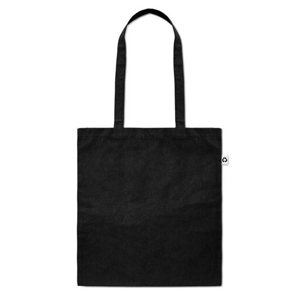 Obrázky: Černá melír. nákupní taška s dlouhými uchy,140g/m2, Obrázek 2