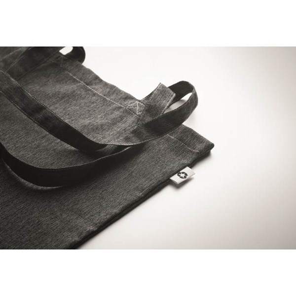 Obrázky: Černá melír. nákupní taška s dlouhými uchy,140g/m2, Obrázek 3