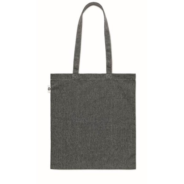 Obrázky: Černá melír. nákupní taška s dlouhými uchy,140g/m2, Obrázek 4