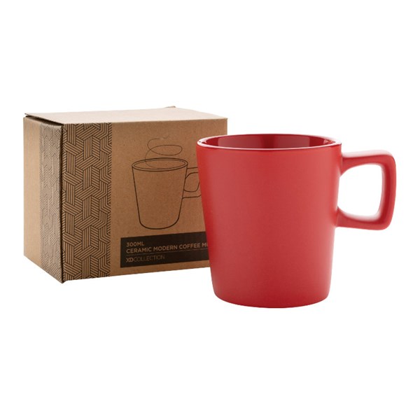 Obrázky: Moderní červený keramický hrnek na kávu 300ml, Obrázek 8