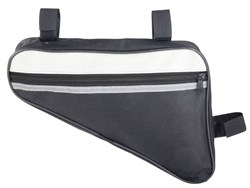 Obrázky: Černá polyester. taška na rám kola s reflex. pruhem