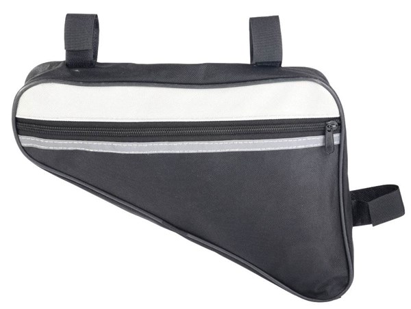 Obrázky: Černá polyester. taška na rám kola s reflex. pruhem, Obrázek 1