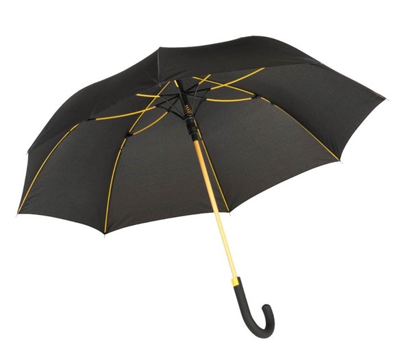 Obrázky: Černý automatický deštník se žlutými žebry a tyčí, Obrázek 1