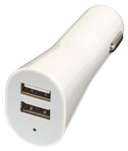 Obrázky: Bílá plastová duální USB nabíječka do auta
