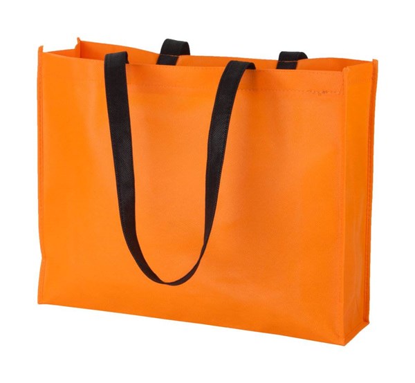 Obrázky: Oranžová nákup. taška z netkané textilie, černé uši