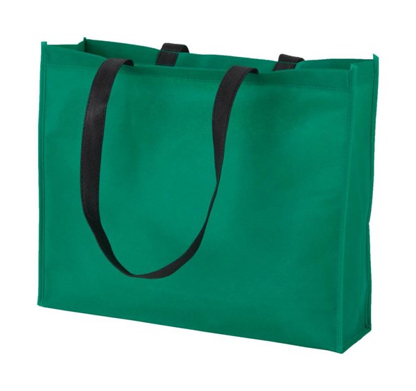 Obrázky: Zelená nákup. taška z netkané textilie, černé uši, Obrázek 1