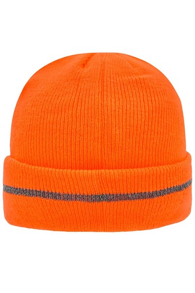 Obrázky: Oranžová zimní čepice s reflexním pruhem, Obrázek 1