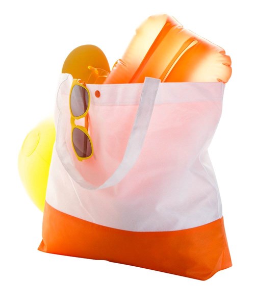Obrázky: Oranžovo bílá plážová taška z netkané textilie, Obrázek 2