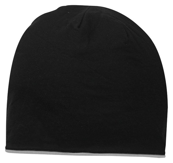 Obrázky: Černo/ šedá oboustranná bavlněná dvojvrstvá čepice, Obrázek 1