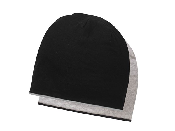 Obrázky: Černo/ šedá oboustranná bavlněná dvojvrstvá čepice, Obrázek 2