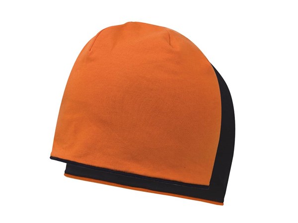 Obrázky: Oranžovo/černá oboustranná bavln. dvojvrstvá čepice, Obrázek 2