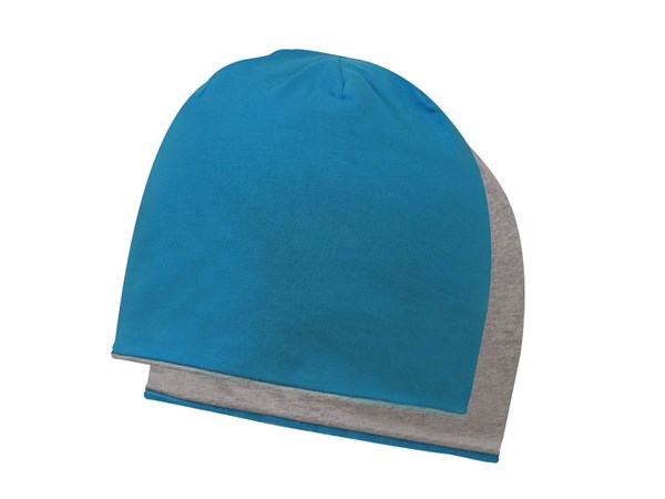 Obrázky: Modro/šedá oboustranná bavlněná dvojvrstvá čepice, Obrázek 1