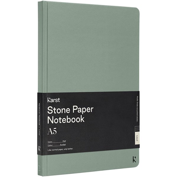 Obrázky: Zelený zápisník A5 s gumičkou, kamenný papír