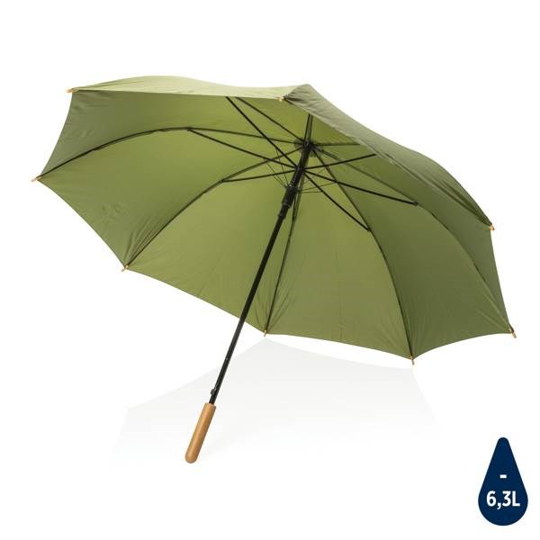 Obrázky: Automatický deštník rPET, madlo bambus, zelený