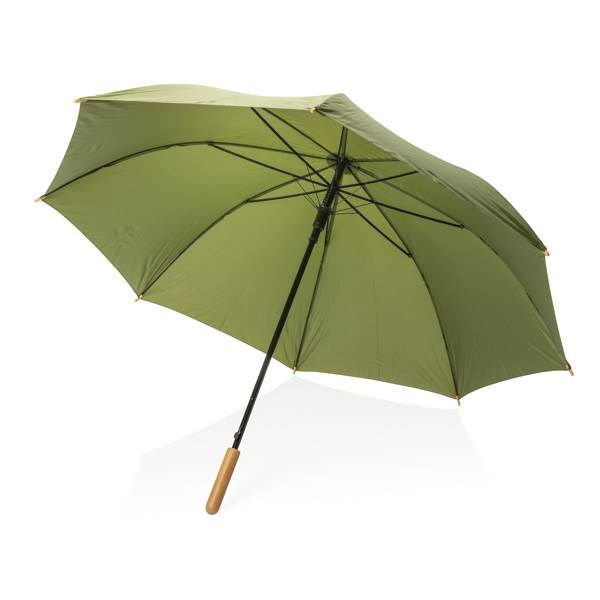 Obrázky: Automatický deštník rPET, madlo bambus, zelený, Obrázek 4