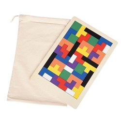 Obrázky: Dřevěné barevné puzzle v bavlněném sáčku