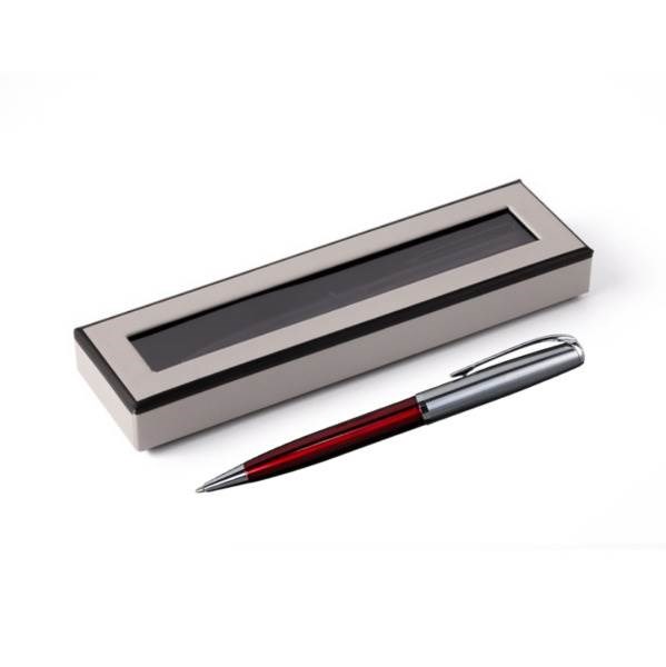 Obrázky: Vínovo/stříbrné kovové kuličkové pero v krabičce, Obrázek 1
