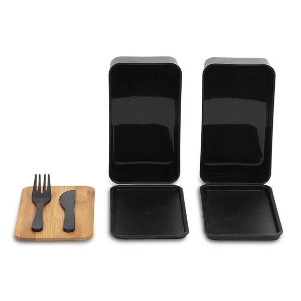 Obrázky: Dvojitá krabička na jídlo s příborem, černá, Obrázek 5